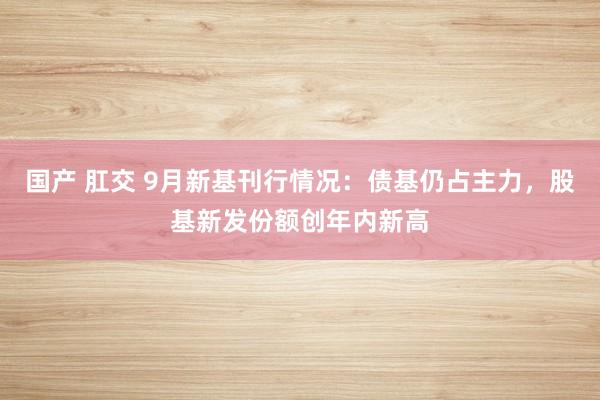 国产 肛交 9月新基刊行情况：债基仍占主力，股基新发份额创年内新高