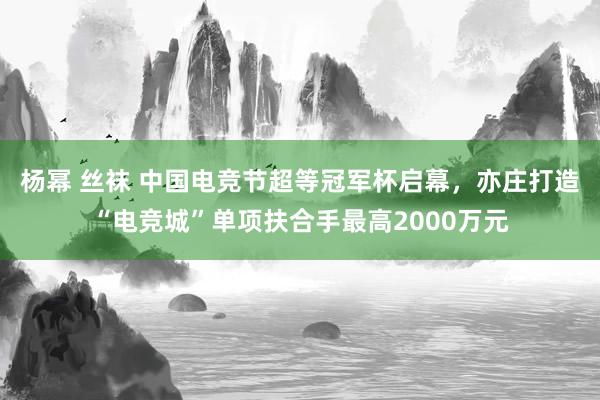 杨幂 丝袜 中国电竞节超等冠军杯启幕，亦庄打造“电竞城”单项扶合手最高2000万元
