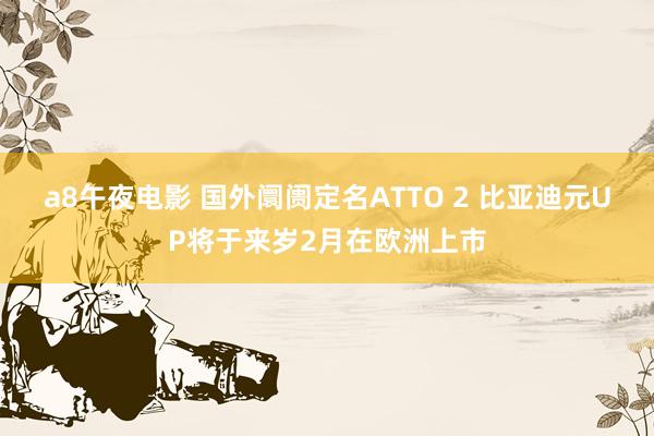 a8午夜电影 国外阛阓定名ATTO 2 比亚迪元UP将于来岁2月在欧洲上市