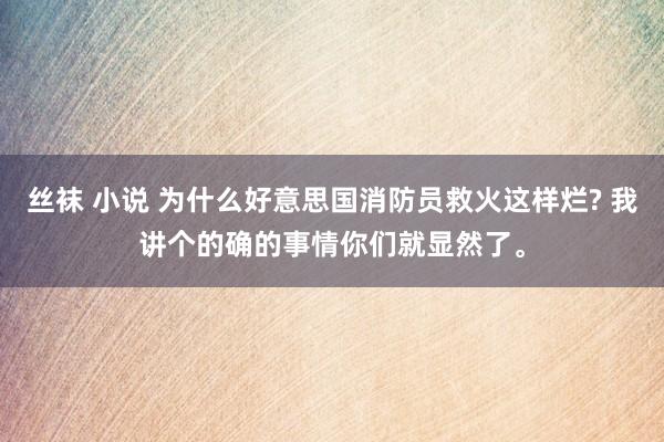 丝袜 小说 为什么好意思国消防员救火这样烂? 我讲个的确的事情你们就显然了。