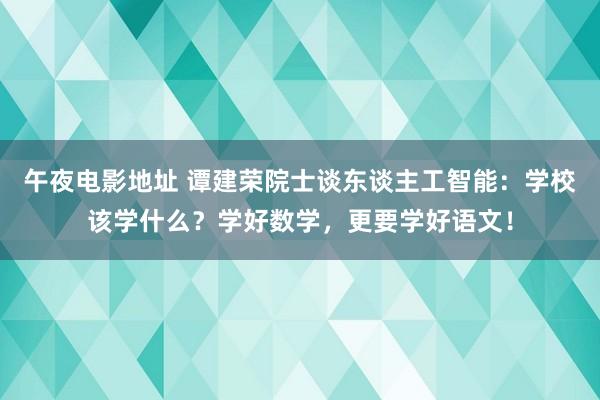 午夜电影地址 谭建荣院士谈东谈主工智能：学校该学什么？学好数学，更要学好语文！