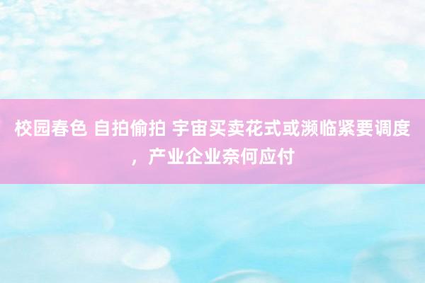 校园春色 自拍偷拍 宇宙买卖花式或濒临紧要调度，产业企业奈何应付