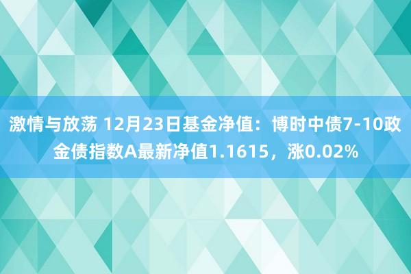 激情与放荡 12月23日基金净值：博时中债7-10政金债指数A最新净值1.1615，涨0.02%