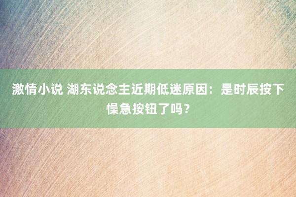 激情小说 湖东说念主近期低迷原因：是时辰按下懆急按钮了吗？