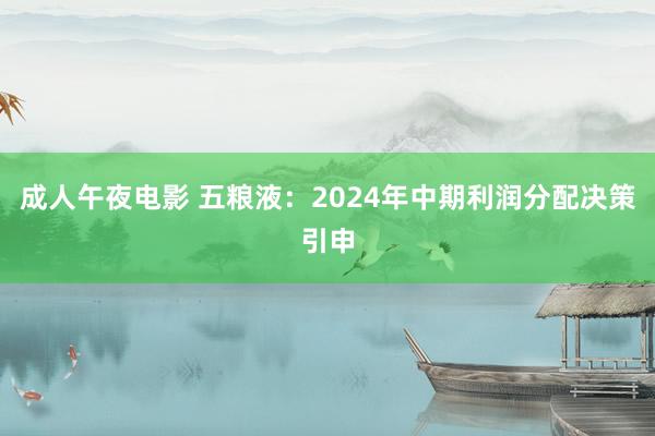 成人午夜电影 五粮液：2024年中期利润分配决策引申