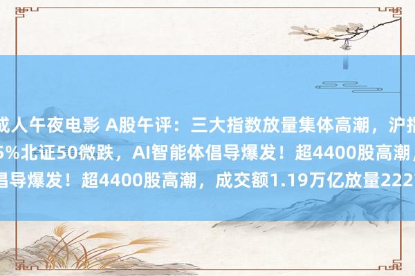 成人午夜电影 A股午评：三大指数放量集体高潮，沪指涨1.06%创指涨2.15%北证50微跌，AI智能体倡导爆发！超4400股高潮，成交额1.19万亿放量2227亿