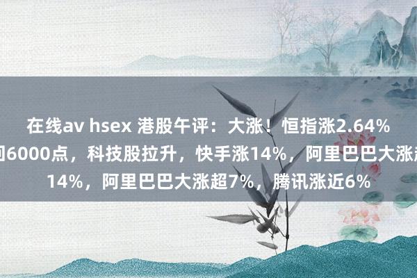 在线av hsex 港股午评：大涨！恒指涨2.64%，科指涨4.72%重回6000点，科技股拉升，快手涨14%，阿里巴巴大涨超7%，腾讯涨近6%