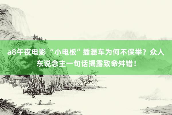 a8午夜电影 “小电板”插混车为何不保举？众人东说念主一句话揭露致命舛错！