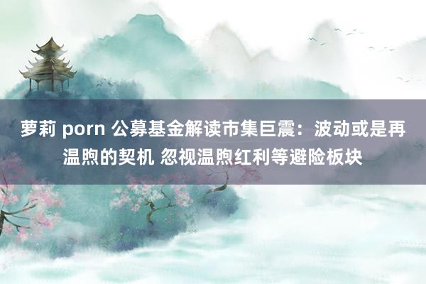 萝莉 porn 公募基金解读市集巨震：波动或是再温煦的契机 忽视温煦红利等避险板块