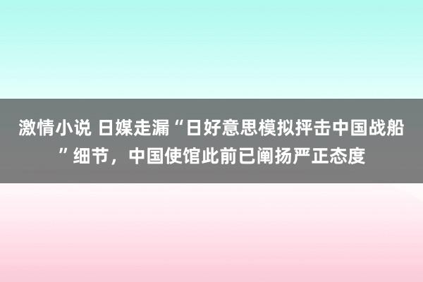 激情小说 日媒走漏“日好意思模拟抨击中国战船”细节，中国使馆此前已阐扬严正态度
