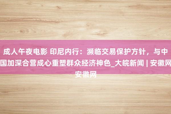 成人午夜电影 印尼内行：濒临交易保护方针，与中国加深合营成心重塑群众经济神色_大皖新闻 | 安徽网