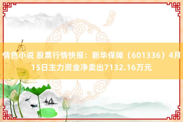 情色小说 股票行情快报：新华保障（601336）4月15日主力资金净卖出7132.16万元