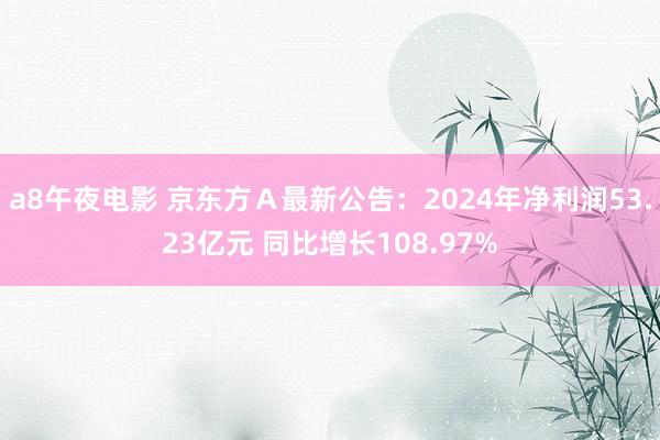 a8午夜电影 京东方Ａ最新公告：2024年净利润53.23亿元 同比增长108.97%