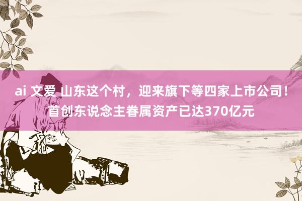 ai 文爱 山东这个村，迎来旗下等四家上市公司！首创东说念主眷属资产已达370亿元