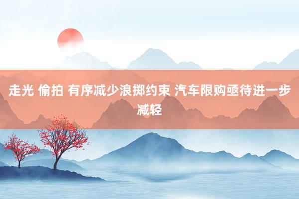 走光 偷拍 有序减少浪掷约束 汽车限购亟待进一步减轻