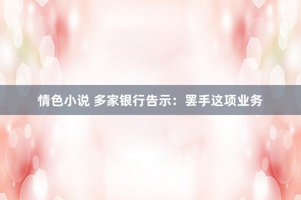 情色小说 多家银行告示：罢手这项业务