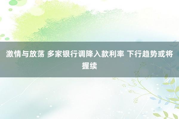 激情与放荡 多家银行调降入款利率 下行趋势或将握续