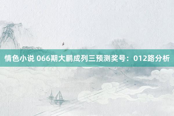 情色小说 066期大鹏成列三预测奖号：012路分析